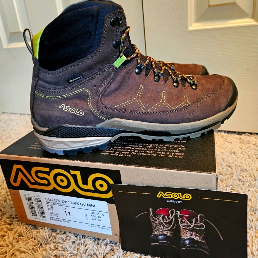Asolo men's Falcon NUBUCK EVO GV MM Dark Brown 11 1/2 inches medium width.